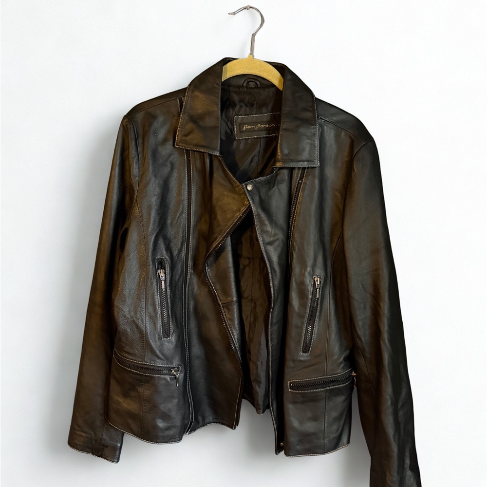 Rem Garson Black Leather Biker Jacket
